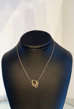 Load image into Gallery viewer, CHRISTIAN DIOR Vintage Gold &amp; Crystal Logo Pendant Necklace
