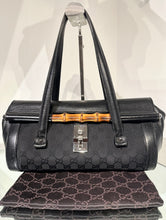 Load image into Gallery viewer, GUCCI Vintage Bamboo Bullet Canvas Leather Shoulder Bag
