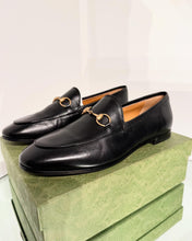 Load image into Gallery viewer, GUCCI Horsebit Black Leather Slip-On Loafers
