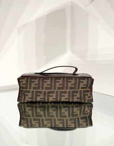 FENDI Vintage Zucca Print Leather Trim Handle Clutch