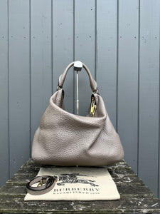 BURBERRY Pebbled Leather Large Shoulder Bag