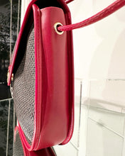 Load image into Gallery viewer, YVES SAINT LAURENT Vintage Red Leather Woven Coated Canvas Crossbody Bag
