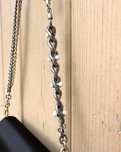 DOLCE & GABBANA Satin Crystal Chain Embellished Strap Evening Shoulder  Bag