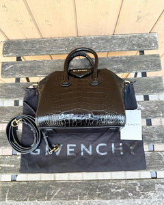 GIVENCHY Mini Antigona Croc Embossed Handle Crossbody Bag