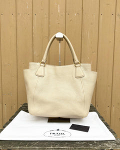 PRADA Vitelli Daino Leather Tote Crossbody  Bag