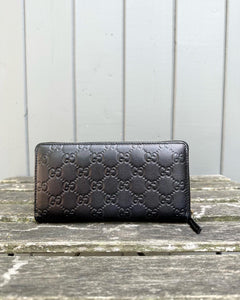 GUCCI Guccissima Zip Around Leather Wallet