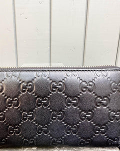 GUCCI Guccissima Zip Around Leather Wallet