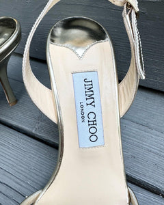 JIMMY CHOO Leather High Heel Slingback Sandals