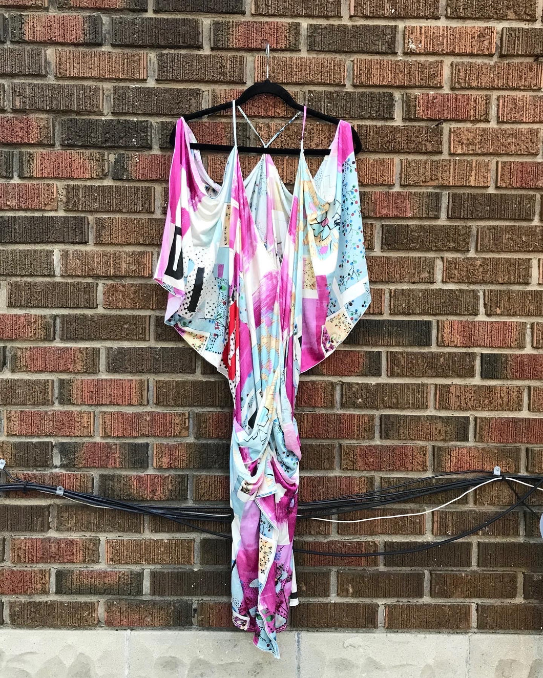 CHRISTIAN DIOR Boutique Paris Multi Colour Print Silk Midi Dress