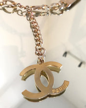 Load image into Gallery viewer, CHANEL Vintage Gold Tone Logo Engraved Bar CC Chain Belt Necklace
