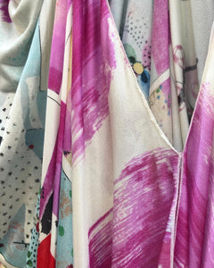 CHRISTIAN DIOR Boutique Paris Multi Colour Print Silk Midi Dress