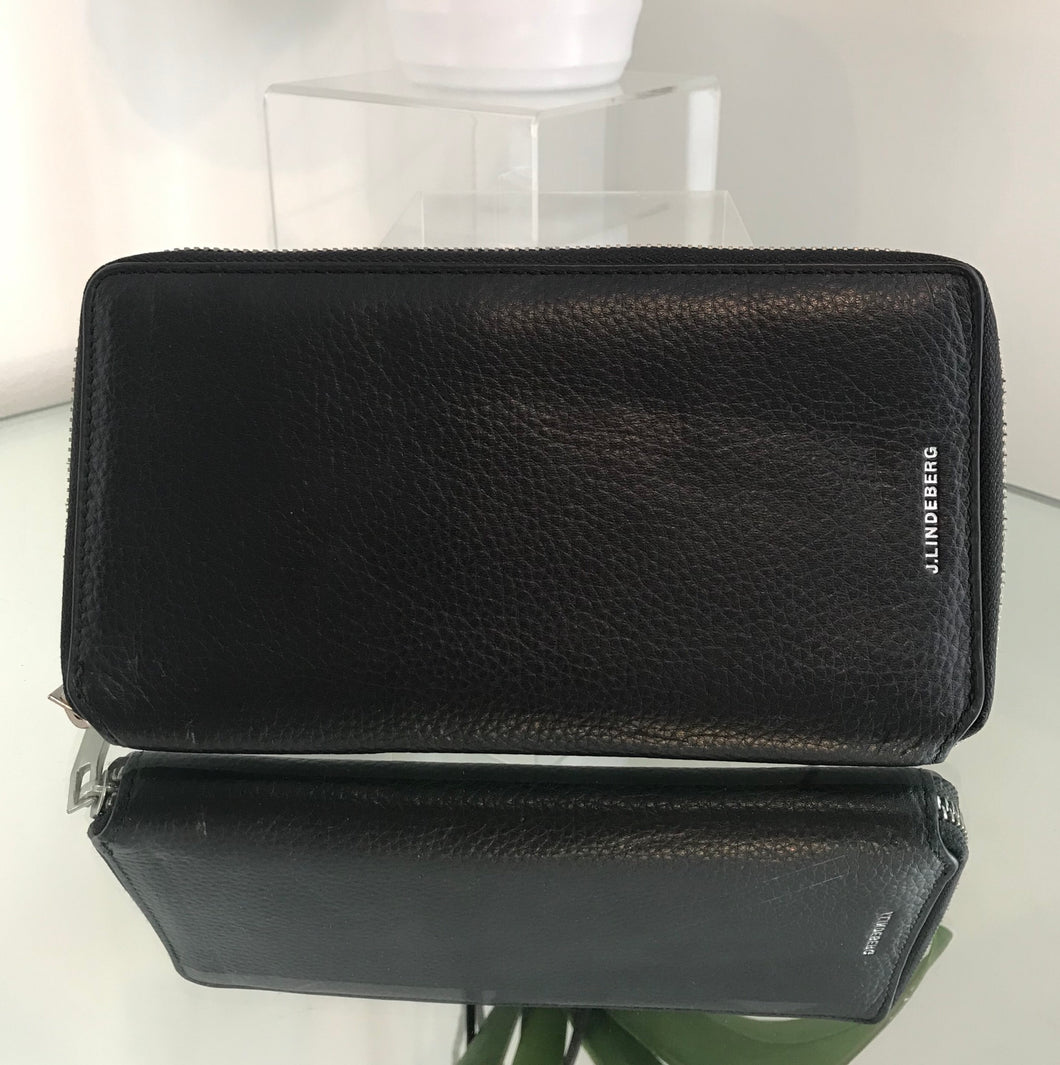 J. LINDEBERG Zipper Leather Wallet