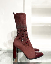 Load image into Gallery viewer, STUART WEITZMAN Sockhop Knit Leather Sock Booties
