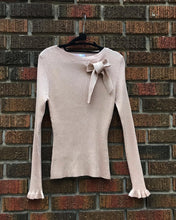 Load image into Gallery viewer, RED VALENTINO Bow Embellished Nude Sparkle Long Sleeve Top
