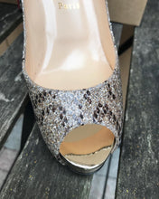 Load image into Gallery viewer, CHRISTIAN LOUBOUTIN Metallic Gold Brown Peep-toe Platform High Heel Pumps
