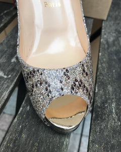 CHRISTIAN LOUBOUTIN Metallic Gold Brown Peep-toe Platform High Heel Pumps