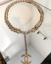 Load image into Gallery viewer, CHANEL Vintage Gold Tone Logo Engraved Bar CC Chain Belt Necklace
