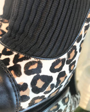 Load image into Gallery viewer, VICINI Calf Hair Leopard Print Leather Knit Pull On Platform Ankle Boots

