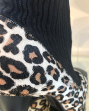 Load image into Gallery viewer, VICINI Calf Hair Leopard Print Leather Knit Pull On Platform Ankle Boots
