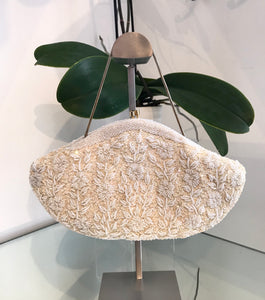 SIMPSON’S Vintage 1960’s White Cream Bead & Sequin Clutch