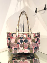 Load image into Gallery viewer, COACH Signature Gallery Scarf Print Satin Leather Shoulder Bag
