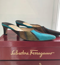 Load image into Gallery viewer, SALVATORE FERRAGAMO Colour Block Suede Pointed Mules
