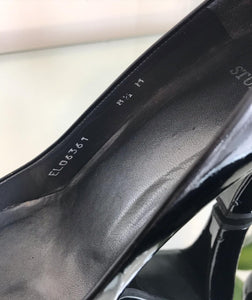 STUART WEITZMAN Black Patent Leather Studded Pumps