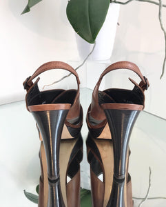 STUART WEITZMAN Leather Crisscross High Heel Sandals