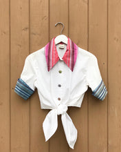 Load image into Gallery viewer, TODD OLDHAM Vintage Jewel Embellished Short Sleeve Tie Front Shirt

