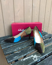 Load image into Gallery viewer, SALVATORE FERRAGAMO Patchwork Suede Pumps
