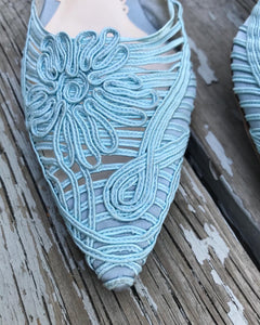 GIORGIO ARMANI Crochet Leather Mid Heels