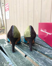 Load image into Gallery viewer, SALVATORE FERRAGAMO Patchwork Suede Pumps
