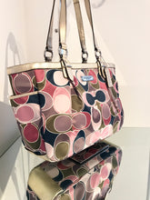 Load image into Gallery viewer, COACH Signature Gallery Scarf Print Satin Leather Shoulder Bag
