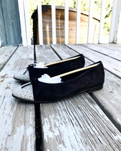 Load image into Gallery viewer, CHANEL Suede Bow Logo Cap Toe Ballet Flats
