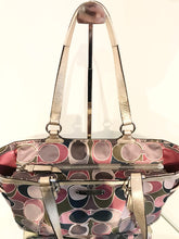 Load image into Gallery viewer, COACH Signature Gallery Scarf Print Satin Leather Shoulder Bag
