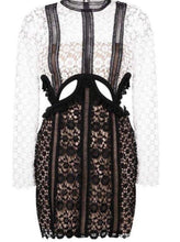 Load image into Gallery viewer, SELF PORTRAIT Lace Cut-Out Long Sleeve Mini Dress
