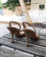 Load image into Gallery viewer, MANOLO BLAHNIK Gold Fabric Heels
