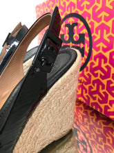 Load image into Gallery viewer, TORY BURCH Patent Leather Espadrille Wedge Sandals
