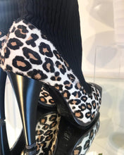 Load image into Gallery viewer, VICINI Calf Hair Leopard Print Leather Knit Pull On Platform Ankle Boots
