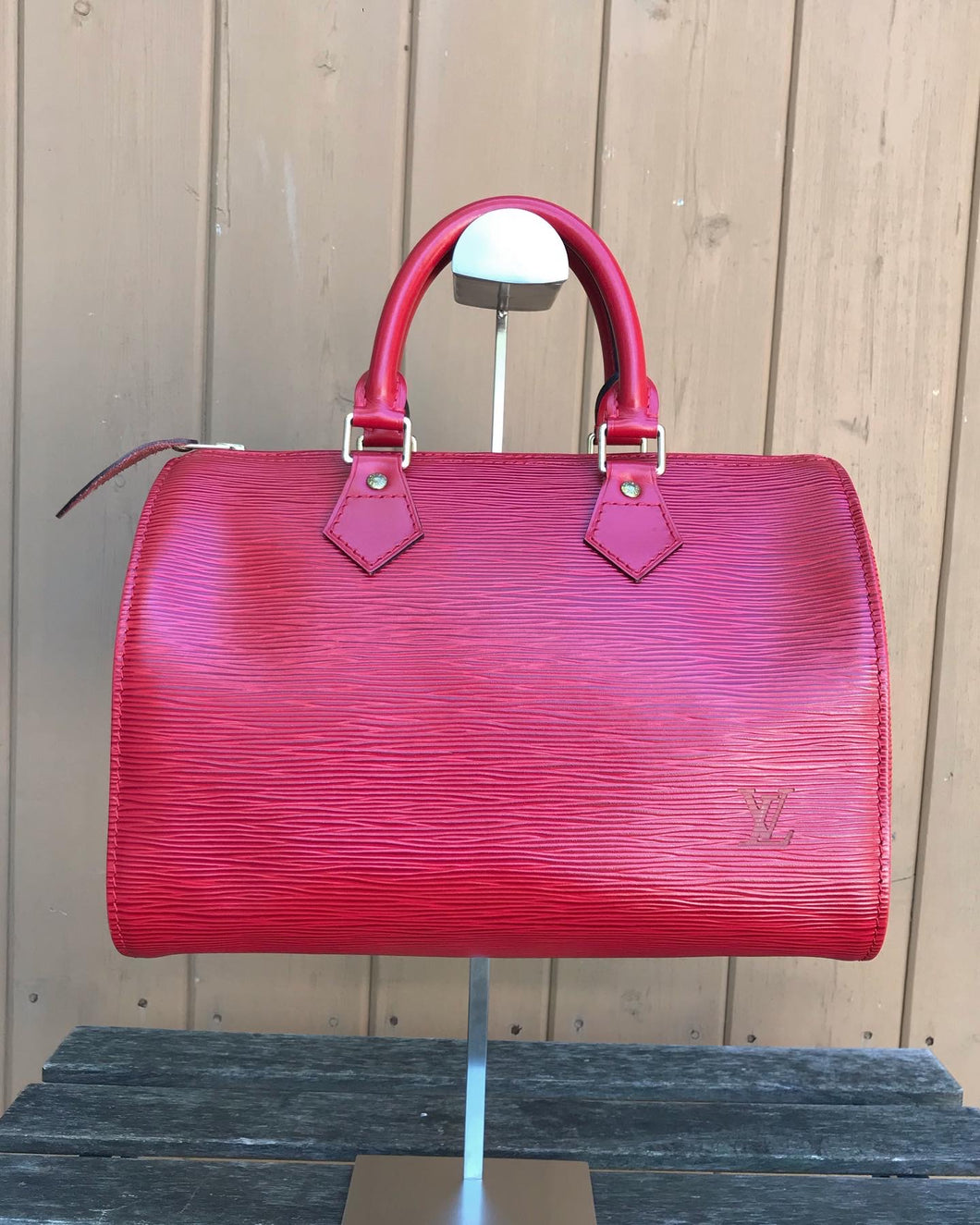 LOUIS VUITTON Red Epi Leather Speedy 25 Bag