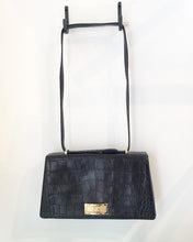 Load image into Gallery viewer, ESCADA Vintage Black Croc Embossed Leather Handbag
