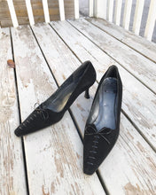 Load image into Gallery viewer, STUART WEITZMAN Suede Lace Up Mid Heel Pumps
