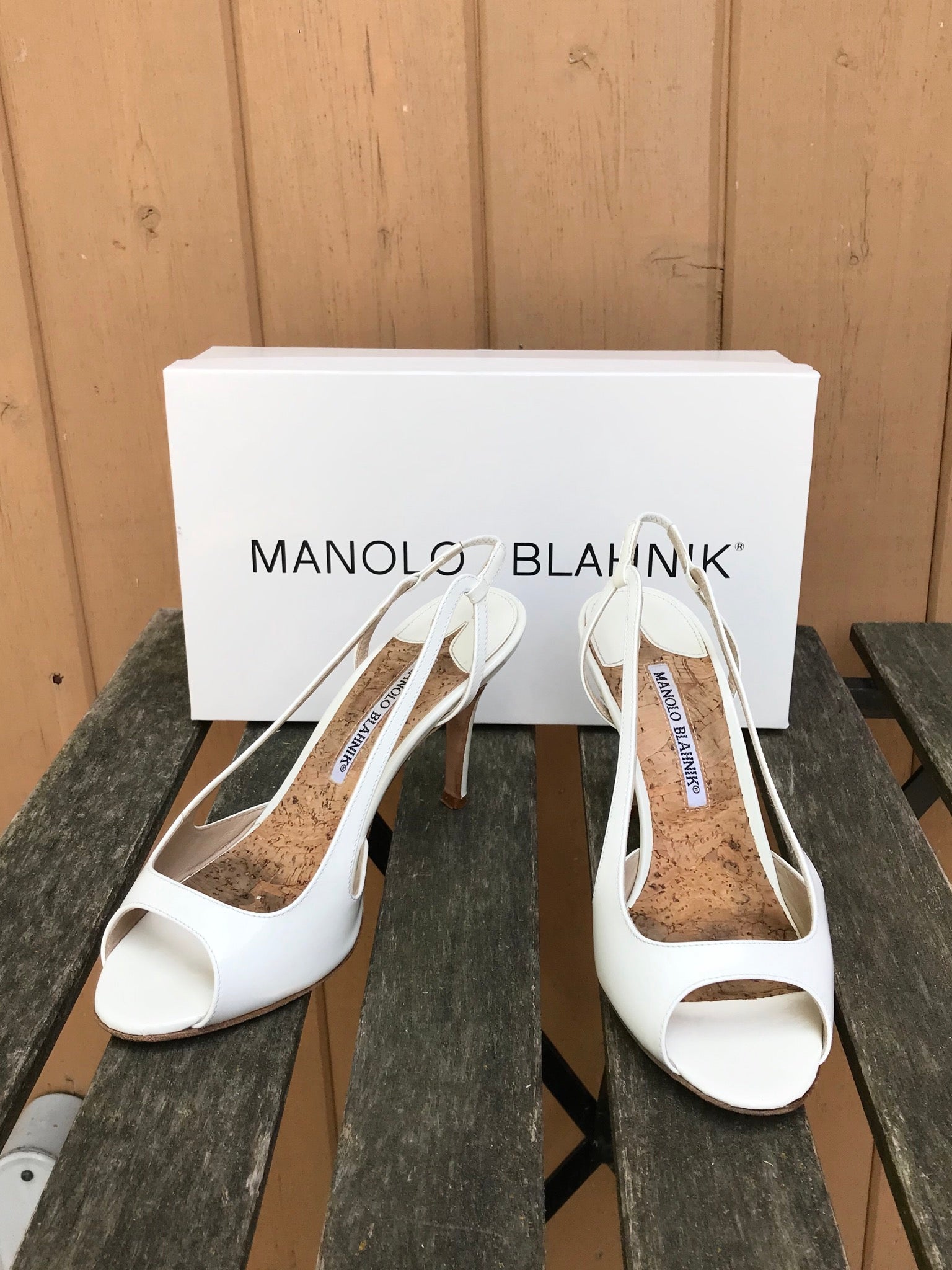 MANOLO BLAHNIK White Patent Leather High Heel Sandals – Susannah