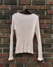 Load image into Gallery viewer, RED VALENTINO Bow Embellished Nude Sparkle Long Sleeve Top

