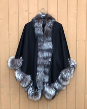 Load image into Gallery viewer, HOLT RENFREW Fox Fur Trim Poncho
