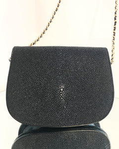 Vintage BEVERLY Italy Stingray Skin Leather Crossbody Bag
