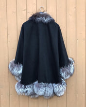 Load image into Gallery viewer, HOLT RENFREW Fox Fur Trim Poncho
