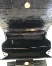 Load image into Gallery viewer, ESCADA Vintage Black Croc Embossed Leather Handbag
