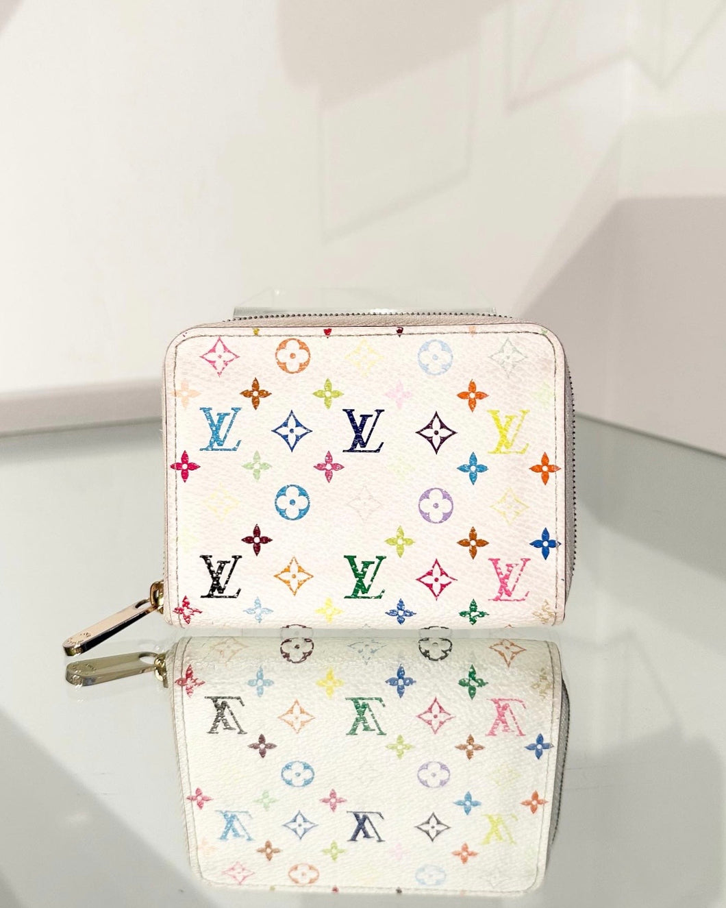LOUIS VUITTON Monogram White Multi Colour Zippy Coin Wallet