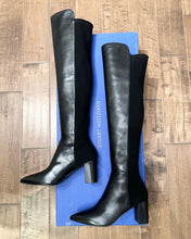 Load image into Gallery viewer, STUART WEITZMAN Carly Leather Stretch Fabric Over The Knee-High Leather Boots
